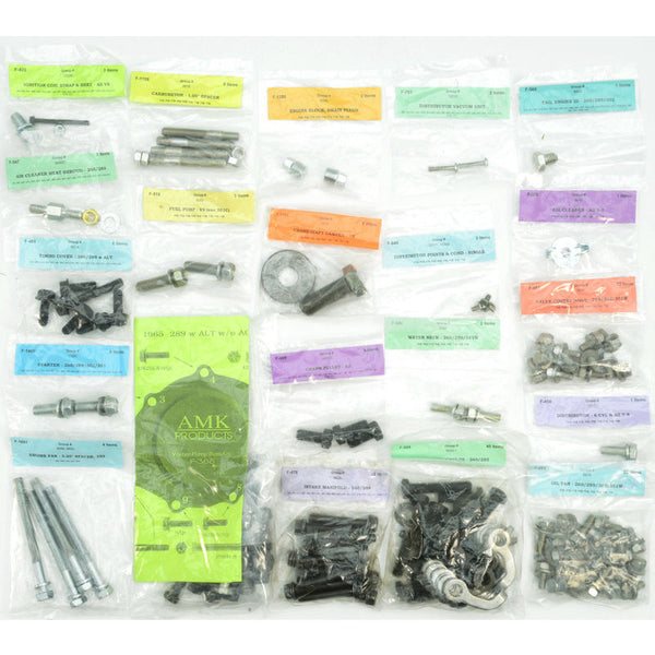1965 Mustang Master Engine External Fastener Kit, 289, Alum WP, w/Alt