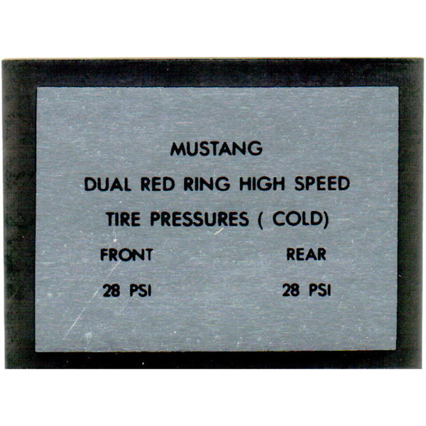 1965-1966 Mustang Interior Decal, Tire Pressure, Red Line