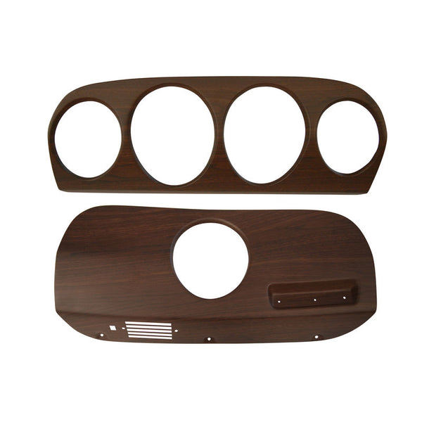 1969 Mustang Deluxe Dash Woodgrain Inserts, Walnut, Metal Backed