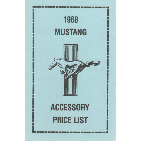 1968 Mustang Accessory New Car Price List