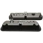 Black 1964-1985 Mustang Valve Covers, V8 (260, 289, 302, 351W, exc. Boss 302 & EFI),  inchesCOBRA POWERED BY FORD inches