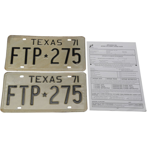 1971 Mustang Texas Classic License Plates (25 Yrs Old)