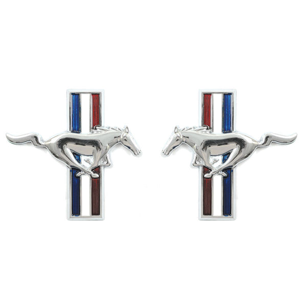 1965-2001 Mustang Running Pony Fender Ornaments, RH & LH, Stick On