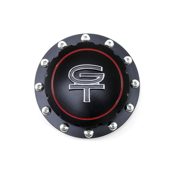 1964-1973 Mustang Custom Billet Aluminum Gas Cap, GT Emblem, Black