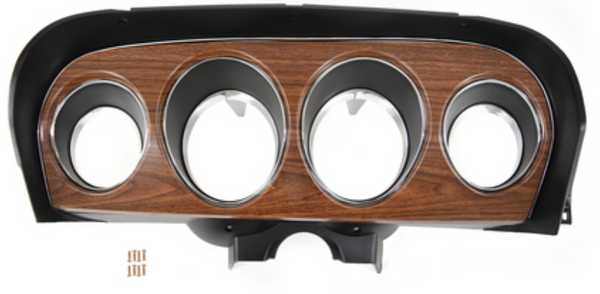 1969 Mustang Deluxe Instrument Cluster Housing, Woodgrain