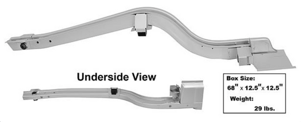 1965-1968 Mustang Dynacorn Rear Full Frame Rail, Convertible, RH, Weld Thru Primer
