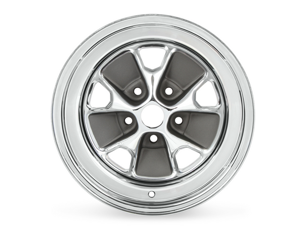 1965-1967 Mustang Styled Steel Wheel, 15x7, Chrome, 65-66 req low profile tire