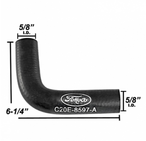 1965-1966 Mustang Water Bypass Hose, V8 (289, 302), with Ford Logo