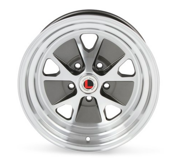 1965-1973 Mustang Legendary Styled Alloy Wheel, 15 x 7, Charcoal, Machined