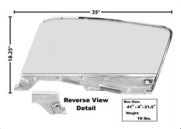 1965-1966 Mustang Door Glass Assembly, Fastback, Clear, RH