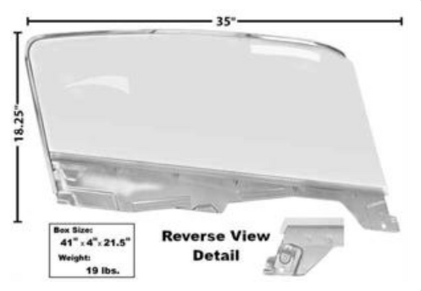 1965-1966 Mustang Door Glass Assembly, Fastback, Clear, LH