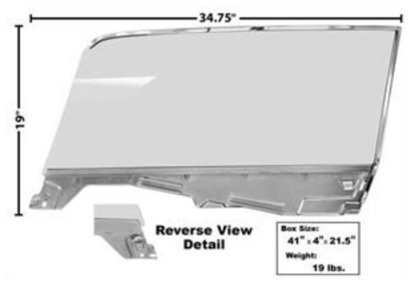 1965-1966 Mustang Door Glass Assembly, Coupe, Clear, RH