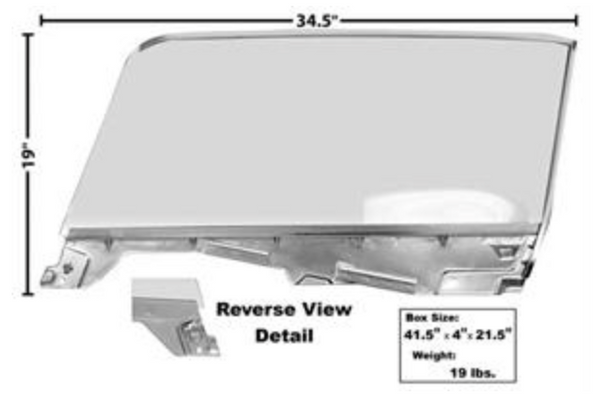 1965-1966 Mustang Door Glass Assembly, Convertible, Clear, RH