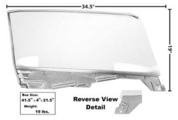 1965-1966 Mustang Door Glass Assembly, Convertible, Clear, LH