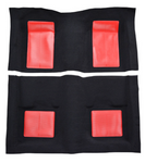 Black/Red 1969 Mustang Mach 1 Carpet, No Fold Down