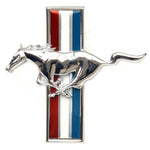 1971-1973 Mustang Grille Ornament, Pony, Mach 1, Running Pony, w/Red, White & Blue Background