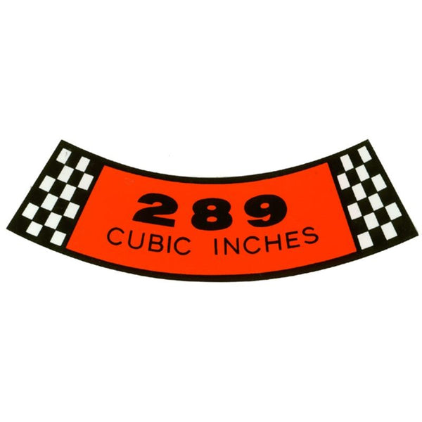 1965-1966 Mustang Air Cleaner Decal, 289-2V, Black & White Squares