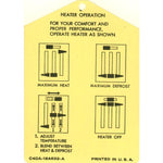 1964-1965 Mustang Interior Heater Instruction Tag