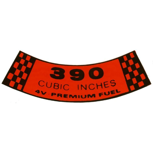 1967-1968 Mustang Air Cleaner Decal, 390-4V Premium Fuel