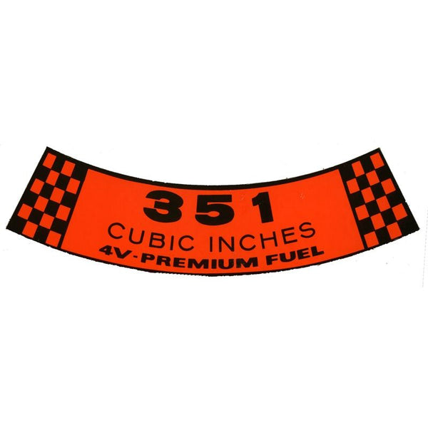1968-1969 Mustang Air Cleaner Decal, 351-4V Premium Fuel