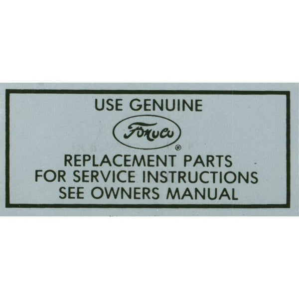 1964 Mustang Air Cleaner Part No. Decal, Silver