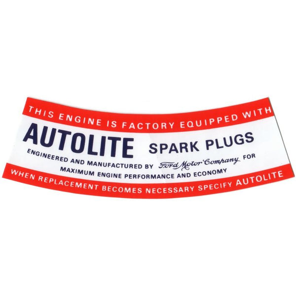 1964-1967 Mustang Autolite Spark Plug Air Cleaner Decal, V-8