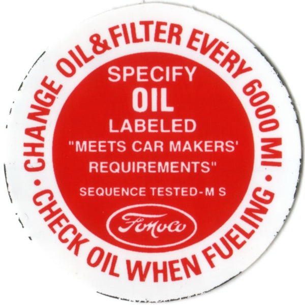 1964-1967 Mustang Oil Filter Cap Decal