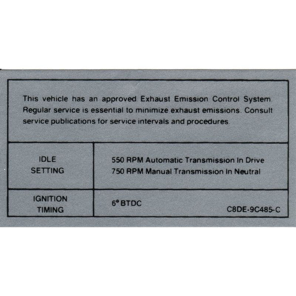 1968-1969 Mustang Engine Compartment 302/351 Emission Decal