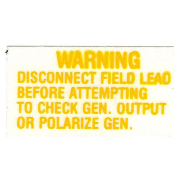 1964 Mustang Voltage Regulator Warning Decal