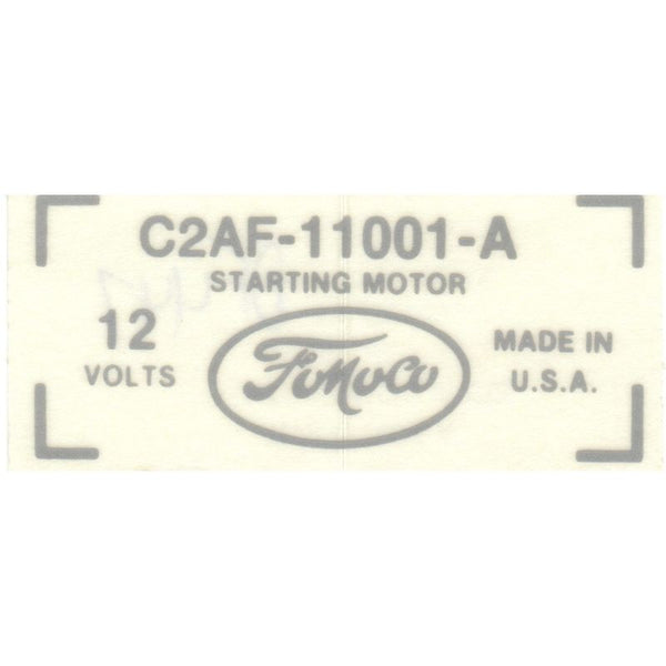 1964 Mustang Engine Compartment Decal, Starter Decal